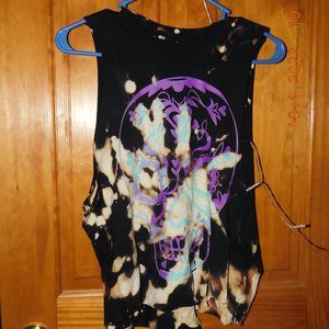 Day of the Dead tee skull distressed muscle tee bleach tie dye crop top retro